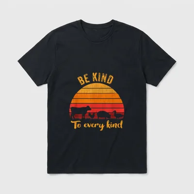 Be Kind T-Shirt – BE KIND and To every kind with sunset and animals – Classic T-Shirt in Black