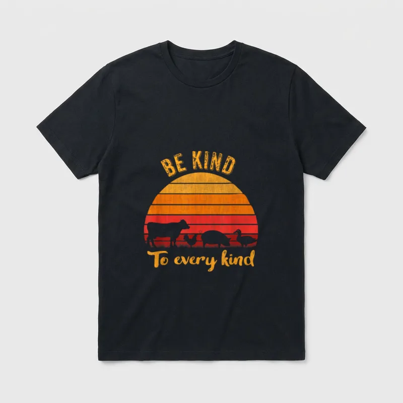 Be Kind T-Shirt – BE KIND and To every kind with sunset and animals – Classic T-Shirt in Black