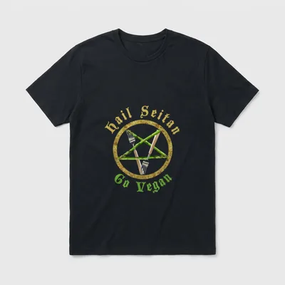 Hail Seitan Go Vegan Funny T-Shirt – Classic T-Shirt in Black