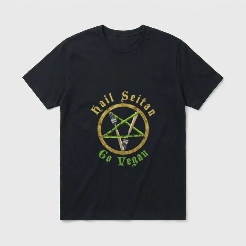 Hail Seitan Go Vegan Funny T-Shirt – Classic T-Shirt in Black