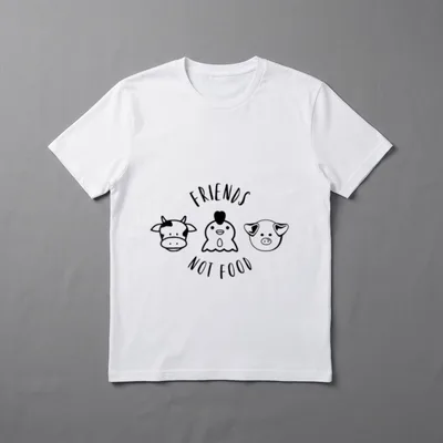 Funny Cute Awesome Vegan T-Shirt – Friends Not Food with cartoon cow, chicken, and pig – Classic T-Shirt in Black