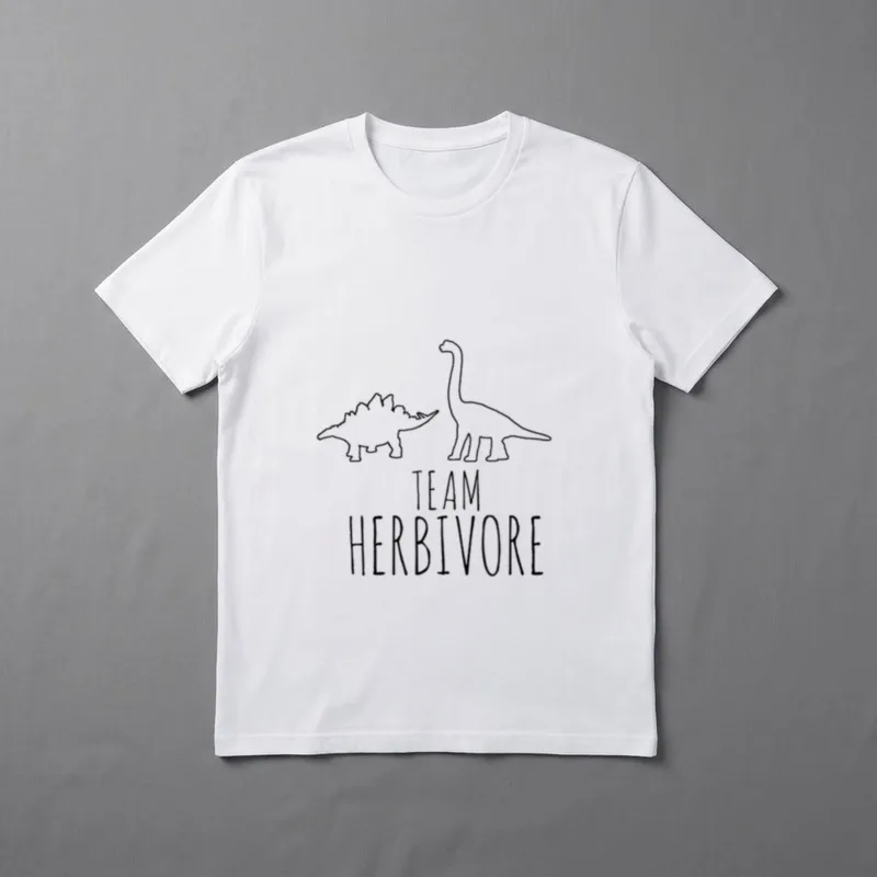Team herbivore vegan T-Shirt – Line drawing of two dinosaurs above the text TEAM HERBIVORE – Classic T-Shirt in Black