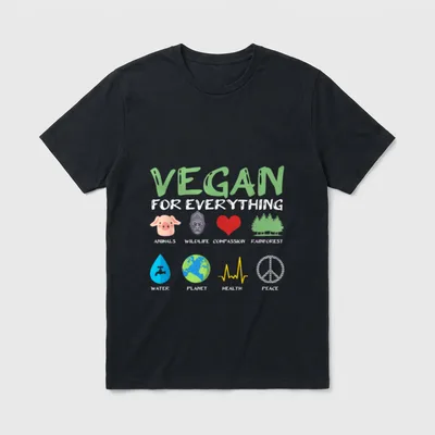 Vegan for Everything Animals T-Shirt – Classic T-Shirt in Black