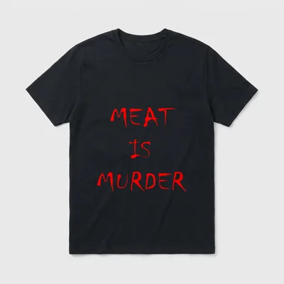 Meat is Murder Pro T-Shirt – Red dripping text reading Meat is Murder on a grey background – Classic T-Shirt in Black