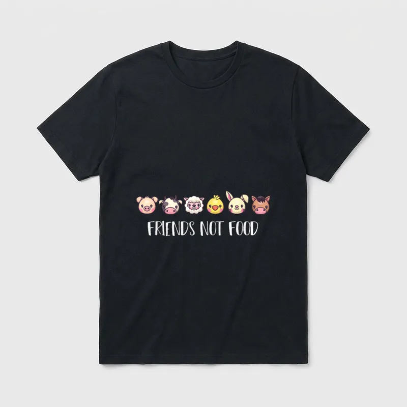 Vegan Friends Not Food T-Shirt – Classic T-Shirt in Black