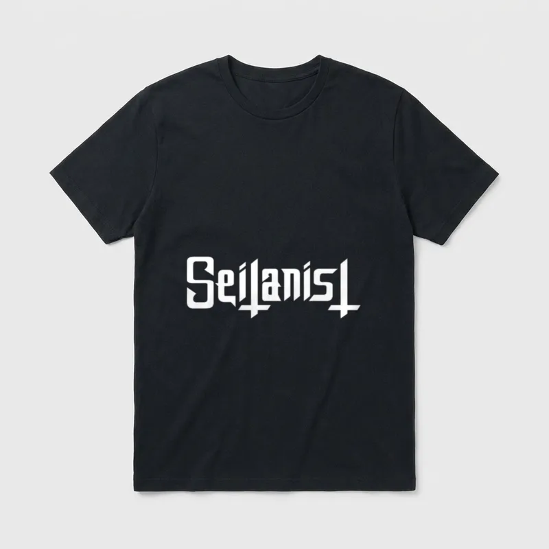 Seitanist Hail Seitan Go Vegan T-Shirt – White gothic Seitanist text on grey background – Classic T-Shirt in Black