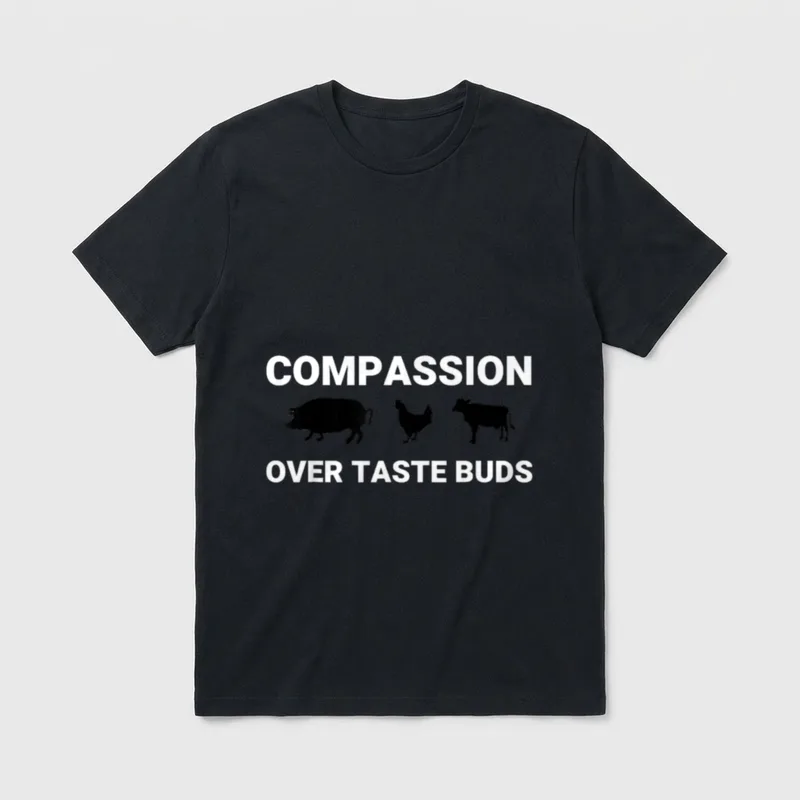Compassion Over Taste Buds T-Shirt – Classic T-Shirt in Black