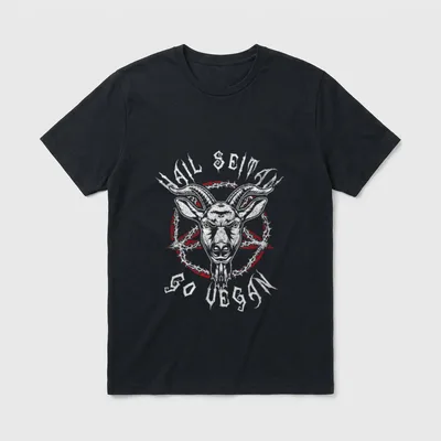 Hail Seitan Go Vegan Funny Veganism T-Shirt – Classic T-Shirt in Black