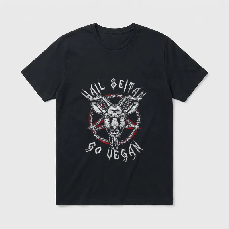 Hail Seitan Go Vegan Funny Veganism T-Shirt – Classic T-Shirt in Black