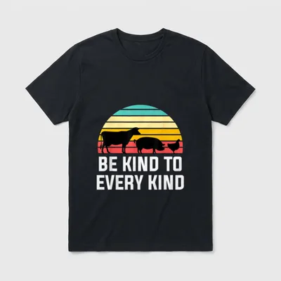 Retro Vegan Vegetarian Animal T-Shirt – Classic T-Shirt in Black