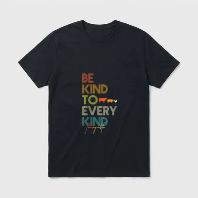 Be Kind to Every Vegan Retro T-Shirt – Classic T-Shirt in Black