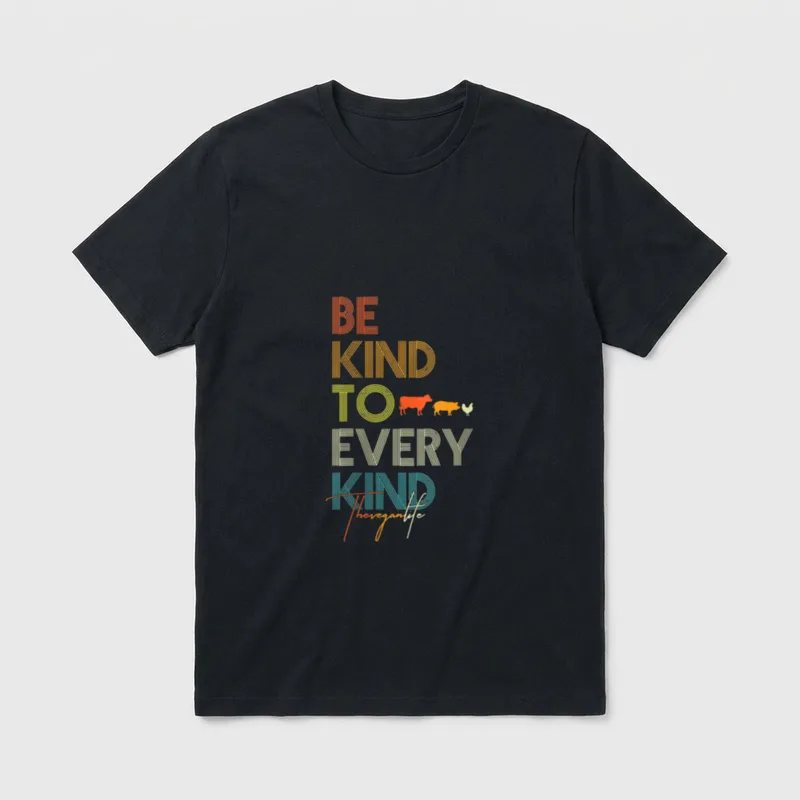 Be Kind to Every Vegan Retro T-Shirt – Classic T-Shirt in Black