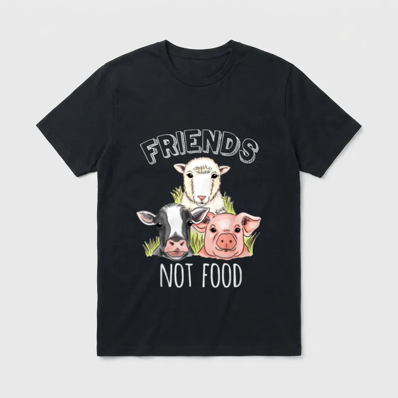 Vegan Friends Not Food Animal T-Shirt – Classic T-Shirt in Black