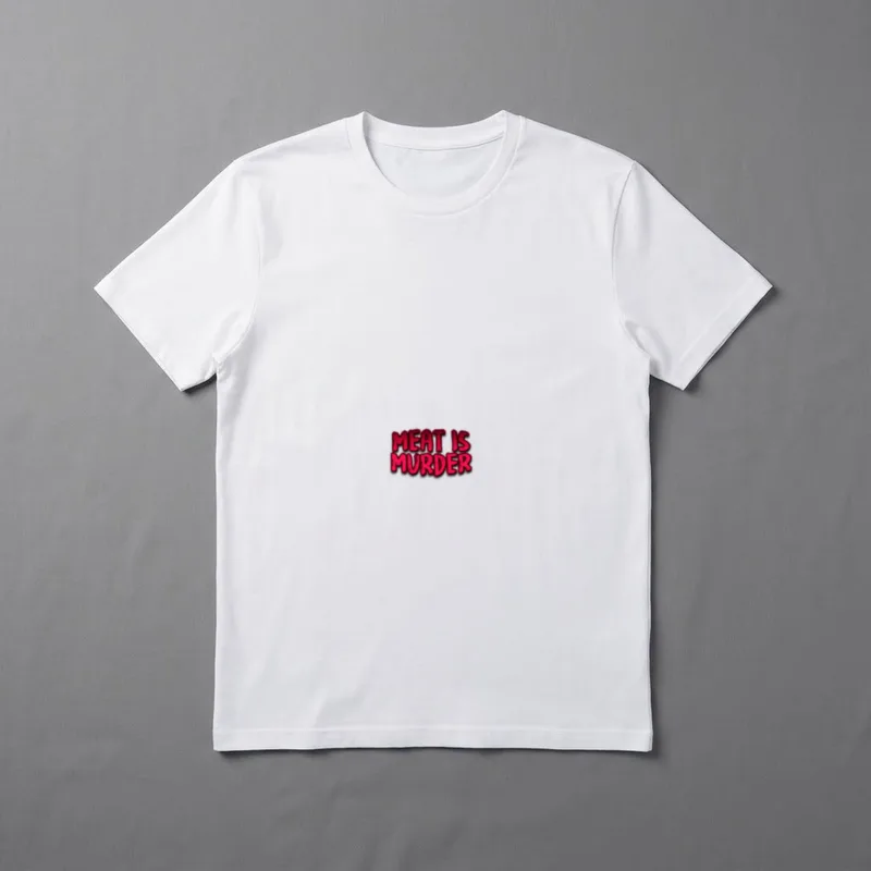 Meat is Murder Bold T-Shirt – Red bold text reading Meat is Murder on a grey background – Classic T-Shirt in Black