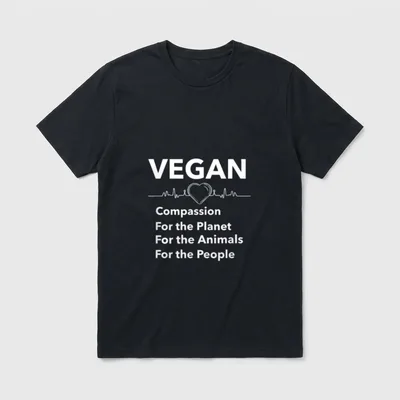 Vegan Heart Beat Compassion T-Shirt – Classic T-Shirt in Black