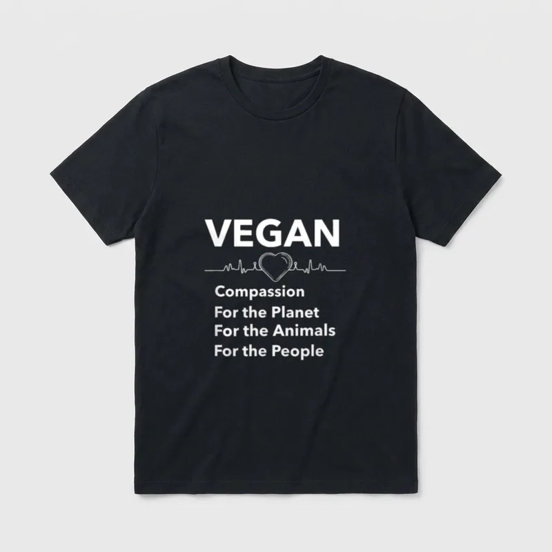 Vegan Heart Beat Compassion T-Shirt – Classic T-Shirt in Black