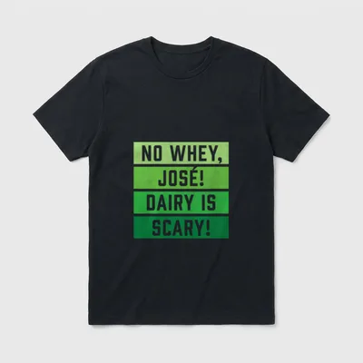 Vegan Anti Dairy T-Shirt – No Whey Jose Dairy Is Scary green block text design – Classic T-Shirt in Black