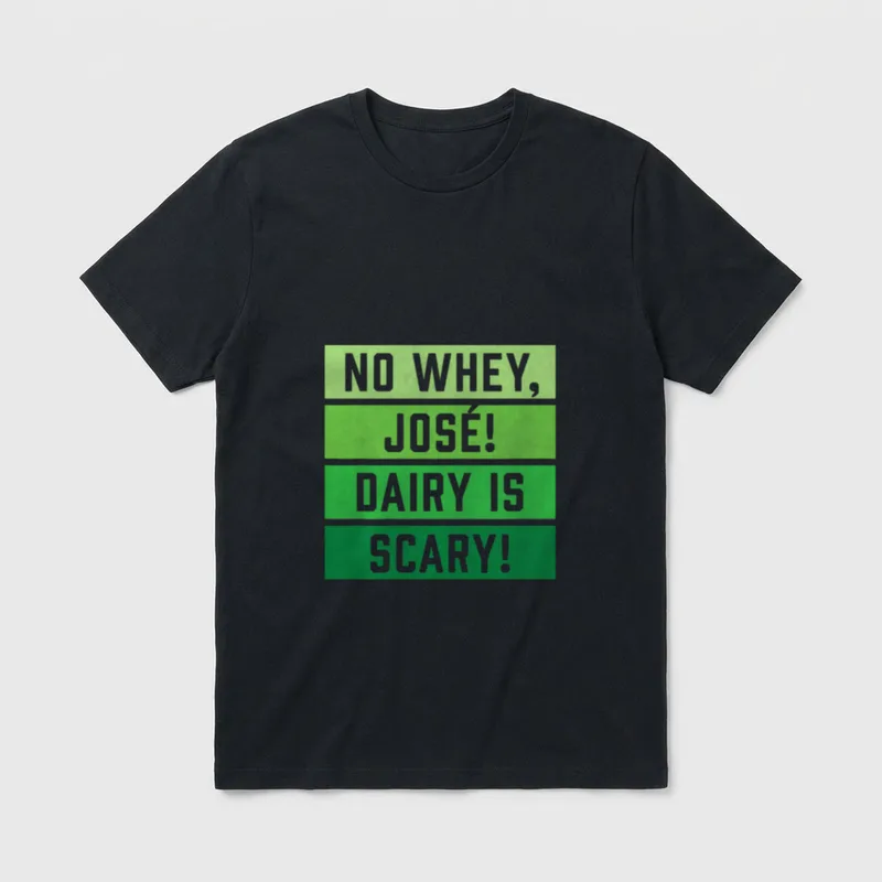 Vegan Anti Dairy T-Shirt – No Whey Jose Dairy Is Scary green block text design – Classic T-Shirt in Black
