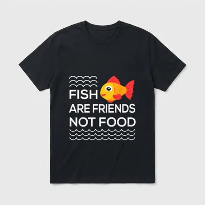 Fish Are Friends Not Food Vegetarian T-Shirt – Classic T-Shirt in Black