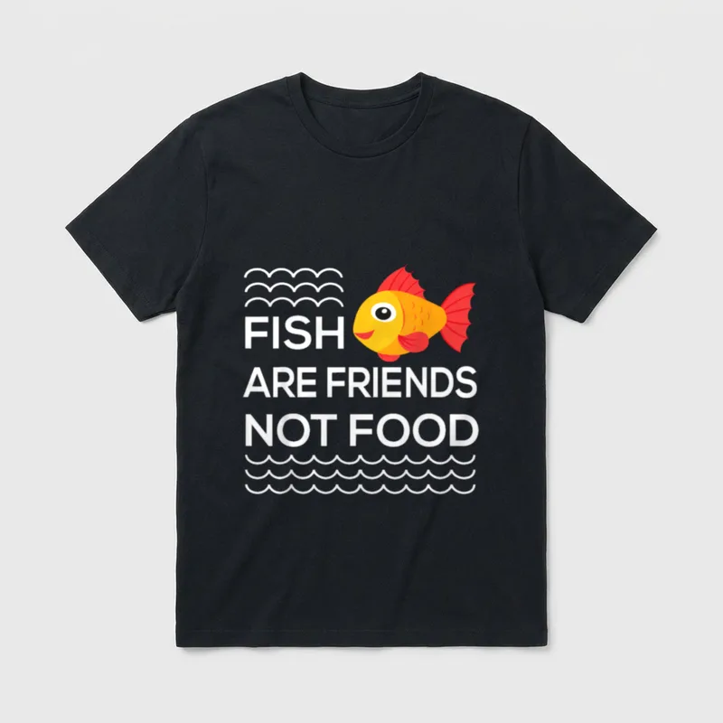 Fish Are Friends Not Food Vegetarian T-Shirt – Classic T-Shirt in Black
