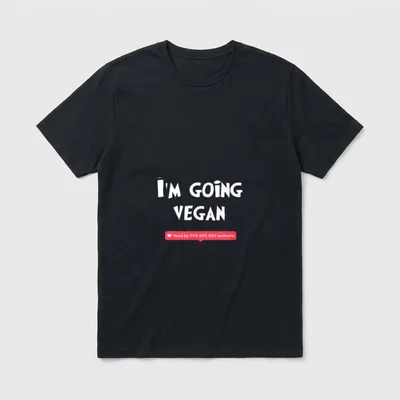 I'm Going Vegan Animal T-Shirt – I'M GOING VEGAN text with pink bar liked by 500.000.000 animals – Classic T-Shirt in Black