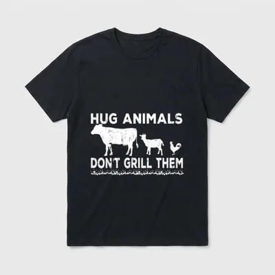 Vegan Hug Animals Veggie T-Shirt – Classic T-Shirt in Black