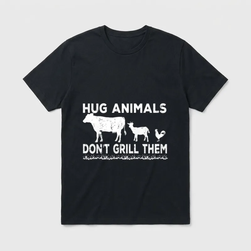 Vegan Hug Animals Veggie T-Shirt – Classic T-Shirt in Black