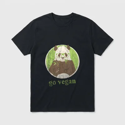 Go Vegan Cute Panda T-Shirt – Classic T-Shirt in Black