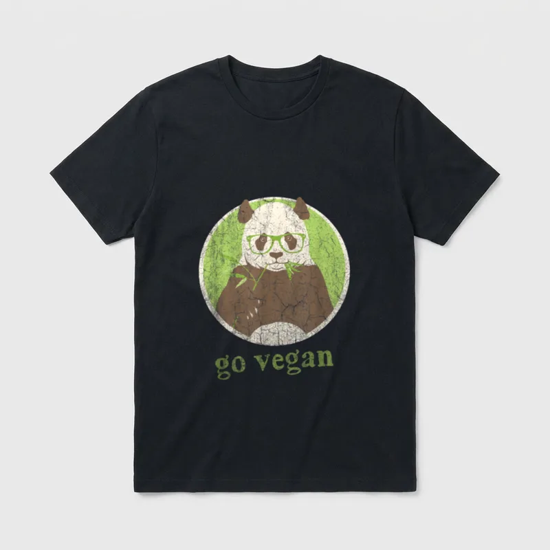 Go Vegan Cute Panda T-Shirt – Classic T-Shirt in Black