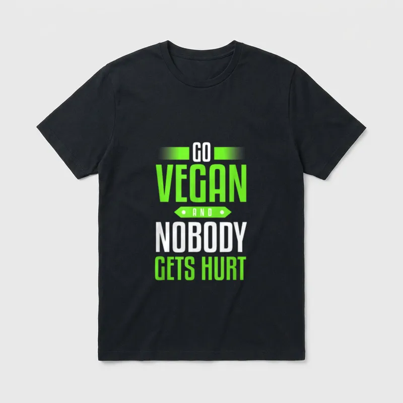 Go Vegan and Nobody Gets Lightweight T-Shirt – Classic T-Shirt in Black