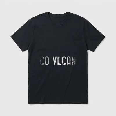 Go Vegan Power T-Shirt – Distressed white text reading GO VEGAN on a grey background – Classic T-Shirt in Black