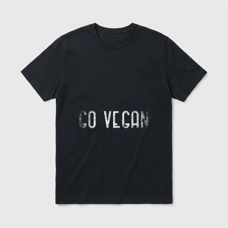 Go Vegan Power T-Shirt – Distressed white text reading GO VEGAN on a grey background – Classic T-Shirt in Black