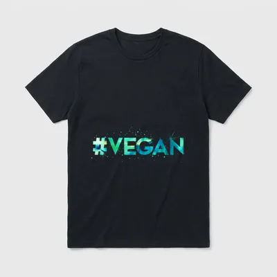 Hashtag Vegan Vegan Activism T-Shirt – Watercolor #VEGAN text in blue and green splashes – Classic T-Shirt in Black