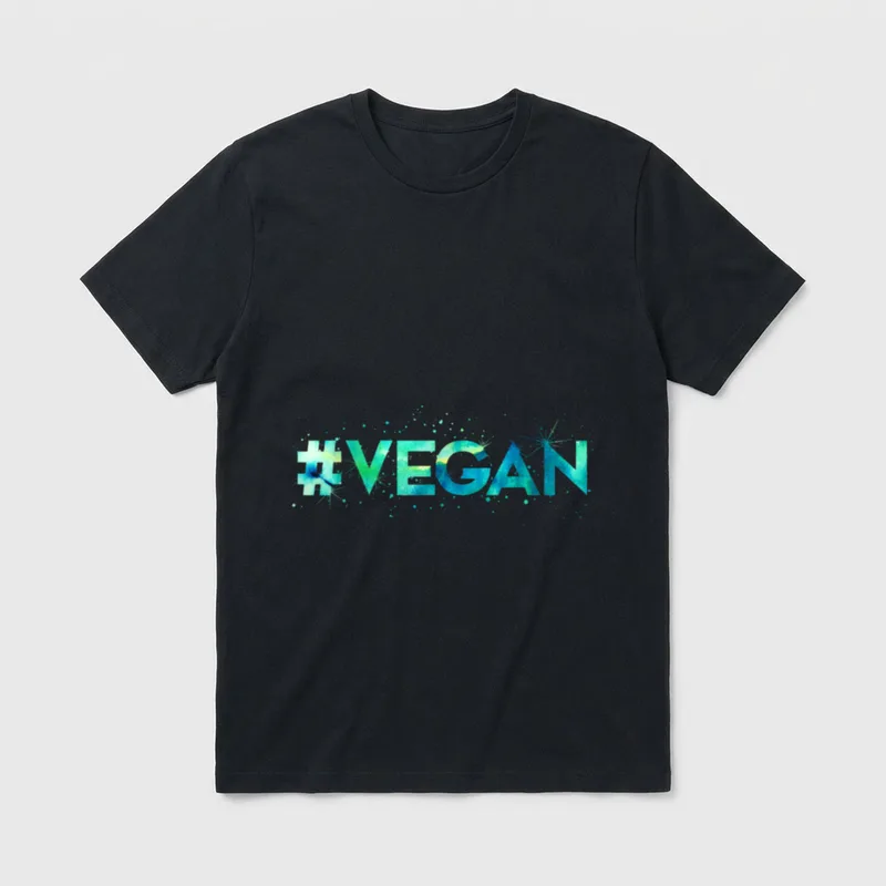 Hashtag Vegan Vegan Activism T-Shirt – Watercolor #VEGAN text in blue and green splashes – Classic T-Shirt in Black
