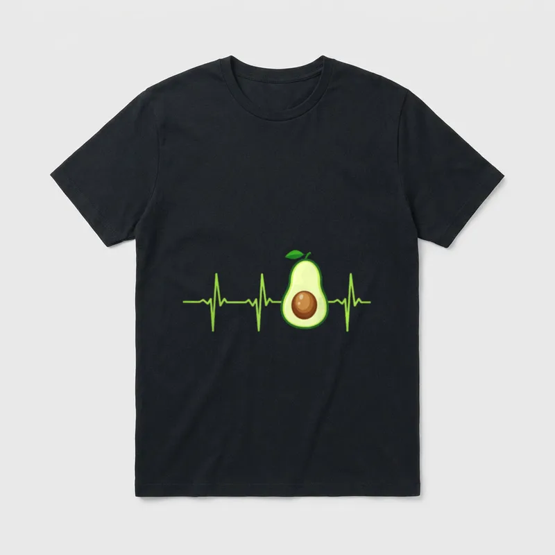 Avocado Heartbeat Avocado Vegan T-Shirt – Classic T-Shirt in Black