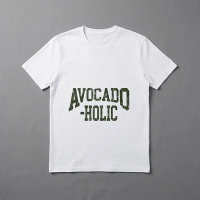 Funny Avocado Vegan Avocado-holic T-Shirt – Text reading AVOCADO-HOLIC in textured green letters – Classic T-Shirt in Black