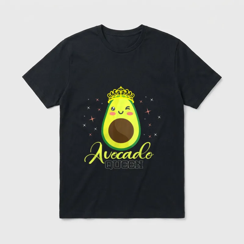 Avocado Queen Funny Sarcasm T-Shirt – Crowned avocado character with text reading Avocado QUEEN – Classic T-Shirt in Black