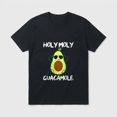 Holy Moly Guacamole Funny T-Shirt – Cool avocado wearing sunglasses with Holy Moly Guacamole text – Classic T-Shirt in Black