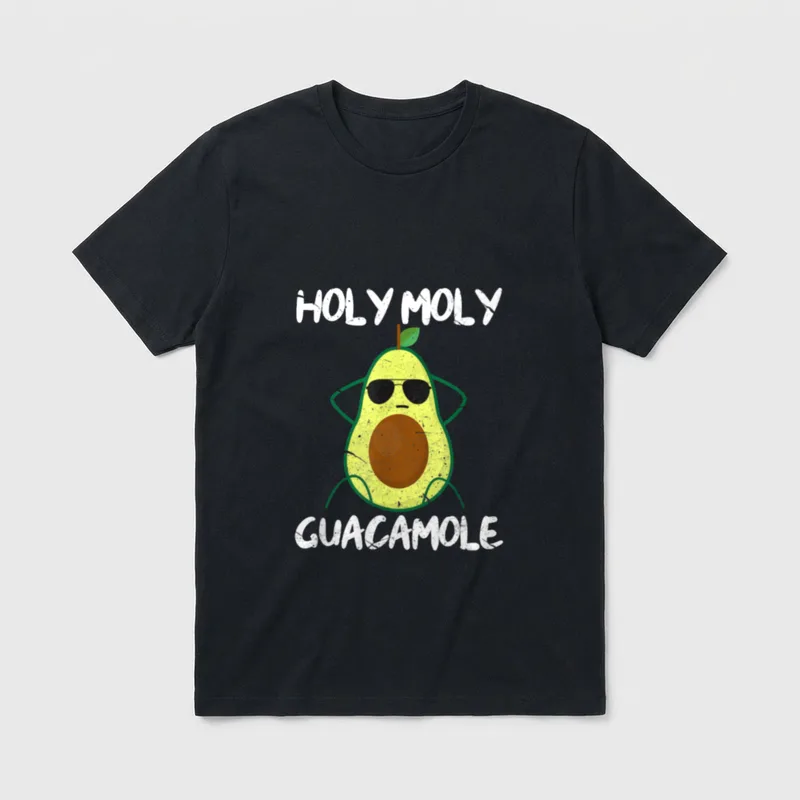 Holy Moly Guacamole Funny T-Shirt – Cool avocado wearing sunglasses with Holy Moly Guacamole text – Classic T-Shirt in Black