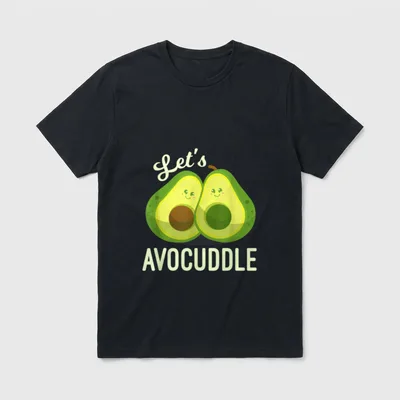 Let's Avocuddle Avocado T-Shirt – Two smiling avocado halves hugging with text Let's AVOCUDDLE – Classic T-Shirt in Black