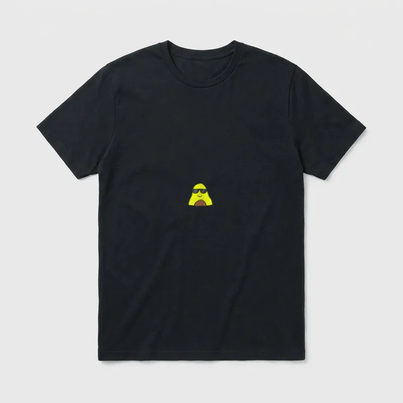 Avocado In A Pocket T-Shirt – Cool avocado in sunglasses peeking out of a pocket outline – Classic T-Shirt in Black