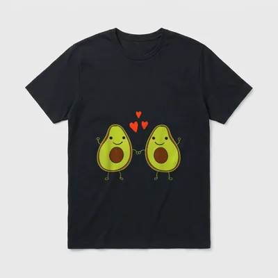 Avocado Love Heart Partner T-Shirt – Classic T-Shirt in Black