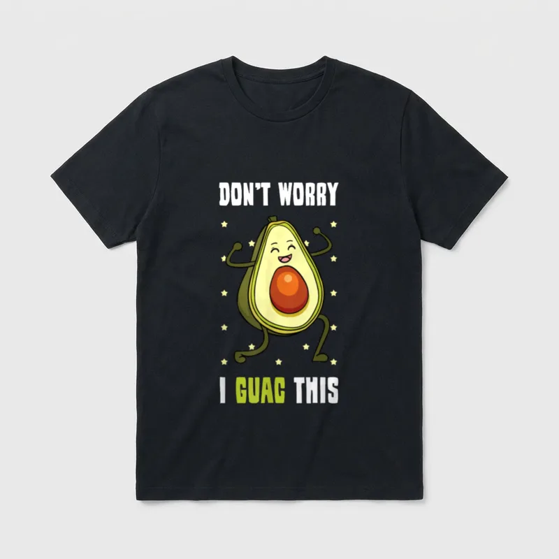 Guacamole Happy Avocado Guac T-Shirt – Dancing cartoon avocado with text Don't Worry I Guac This – Classic T-Shirt in Black