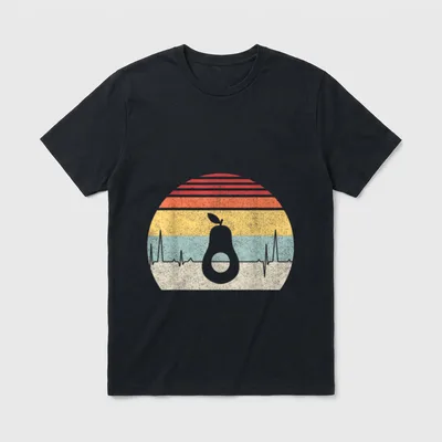 Retro Vintage Avocado Heartbeat T-Shirt – Classic T-Shirt in Black