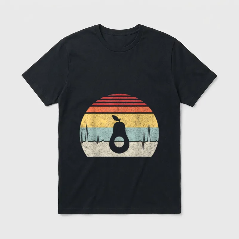 Retro Vintage Avocado Heartbeat T-Shirt – Classic T-Shirt in Black