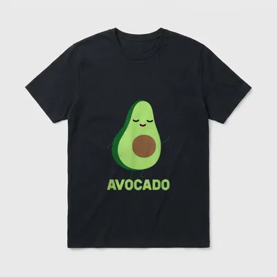 Avocado and Toast Vegan T-Shirt – Smiling cartoon avocado character with legs and the text AVOCADO – Classic T-Shirt in Black