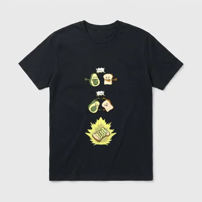 Avocado Toast Funny Cute T-Shirt – Arm wrestling avocado and bread slice with Fuuuuu ...sion text – Classic T-Shirt in Black