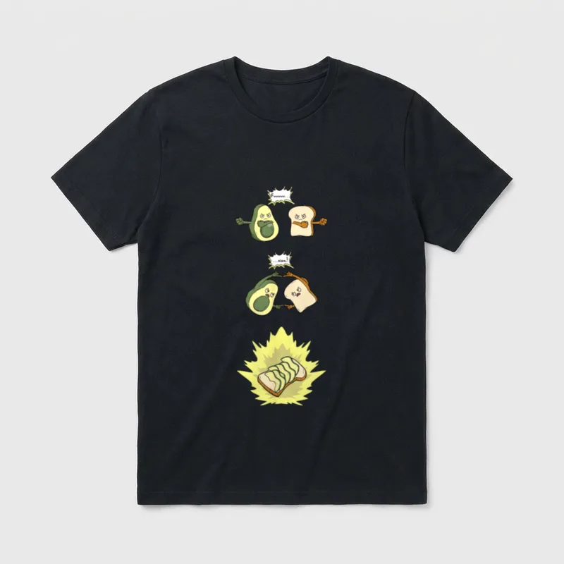 Avocado Toast Funny Cute T-Shirt – Arm wrestling avocado and bread slice with Fuuuuu ...sion text – Classic T-Shirt in Black