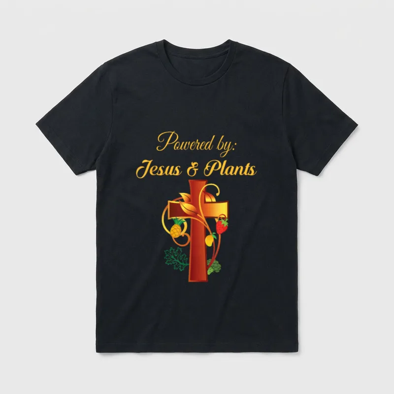 Christian Jesus and Plants T-Shirt – Classic T-Shirt in Black