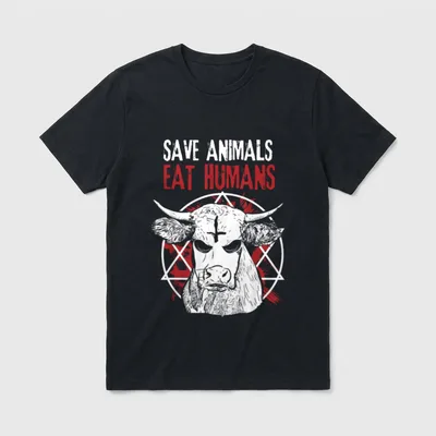 Fun Satan Cow Vegan T-Shirt – Classic T-Shirt in Black